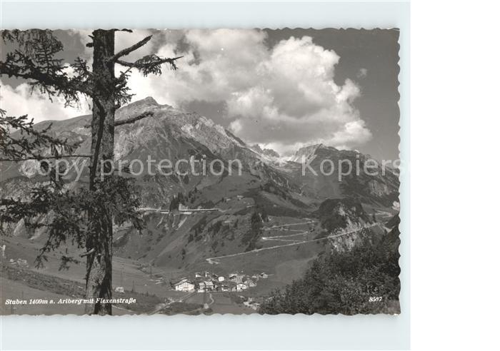 Stuben Vorarlberg Panorama mit Flexenstrasse Gebirgspass