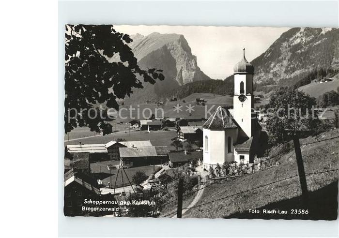 Schoppernau Vorarlberg Ortsansicht mit Kirche gegen Kanisfluh Bregenzer Wald