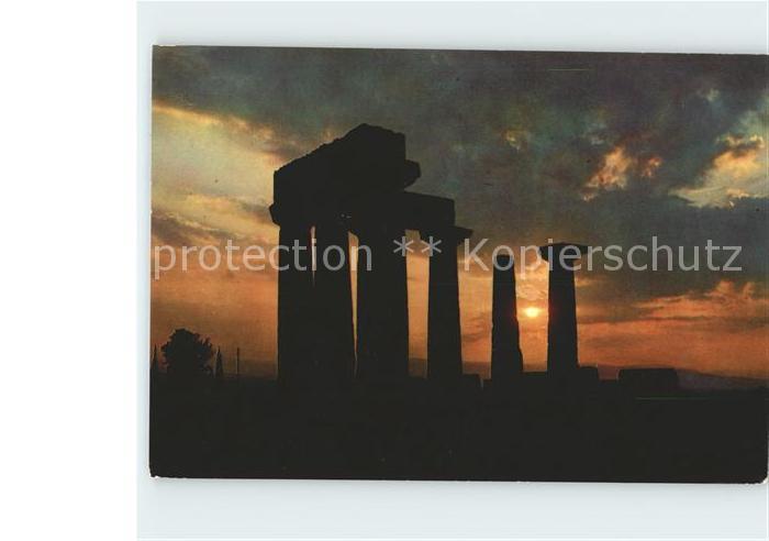 Corinth Korinth Ancient Corinth Apollo temple Antike Staette Sonnenuntergang