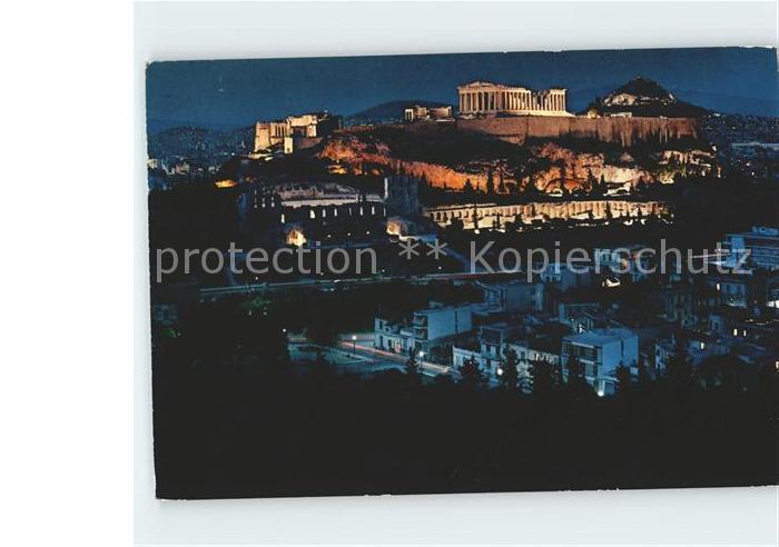 Athens Athen Beleuchtete Propylaea