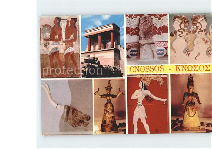 Cnossos Kreta Wandmalerei Statue Tempel antike Staette