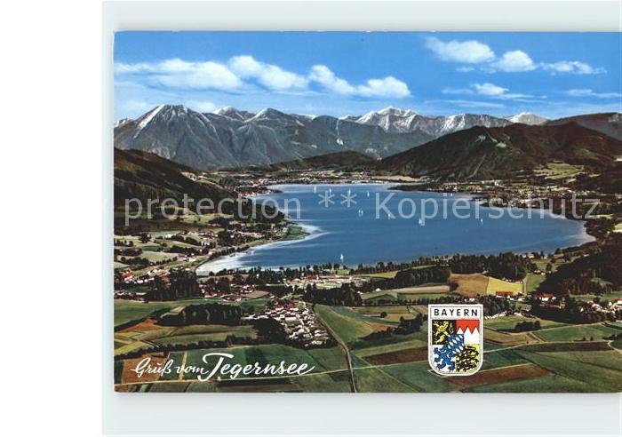 Tegernsee Bayern Alpenpanorama Wappen Fliegeraufnahme