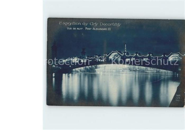 Exposition Arts Decoratifs Paris 1925 Pont Alexandre III Vue de Nuit