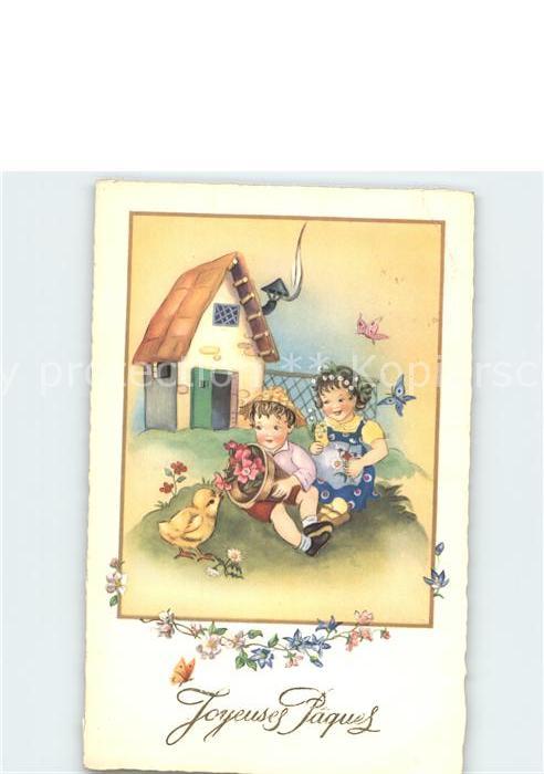 Ostern Easter Paques Kinder Schmetterling Kueken Blumen