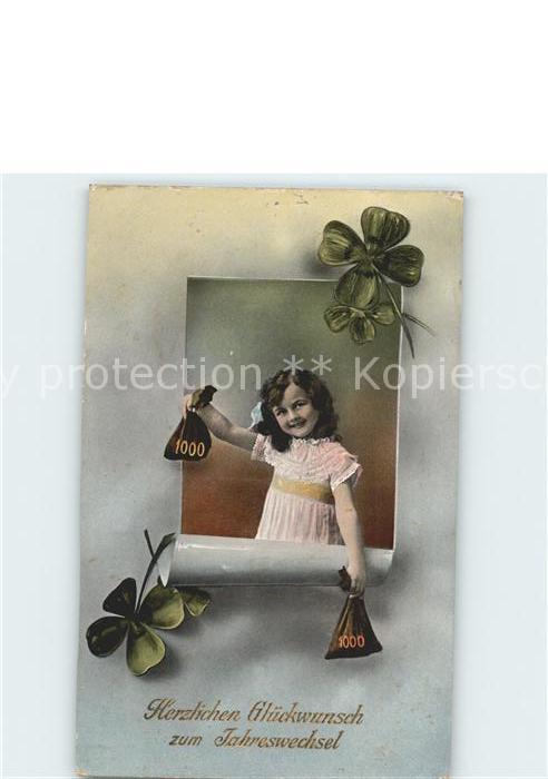 Neujahr Kind Kleeblaetter Geldsaecke