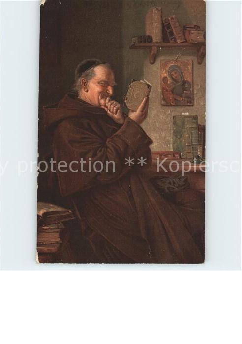 Kuenstlerkarte Eduard Gruetzner Interessante Lektuere Nr. 2601 Moench