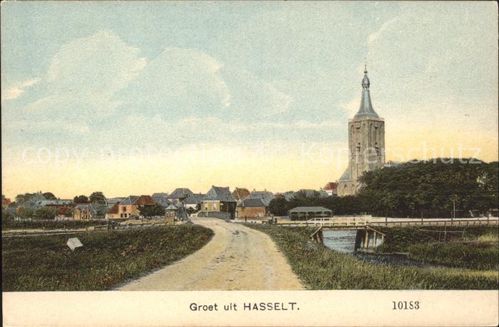 Hasselt Overijssel Ortsansicht mit Kirche