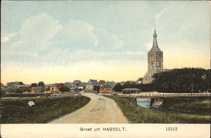 Hasselt Overijssel Ortsansicht mit Kirche
