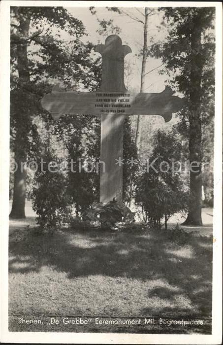 Rhenen De Grebbe Eeremonument Mil. Begraafplaats Denkmal Kreuz