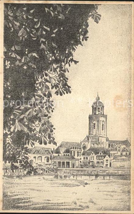Deventer Gezicht met Kerk Kirche Kuenstlerkarte