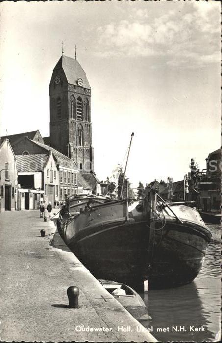 Oudewater Holl. Ijssel met NH Kerk Kirche Schiff