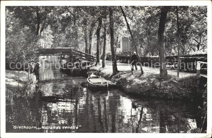 Giethoorn Hollands Venetie Kahn Wasserstrasse Bruecke