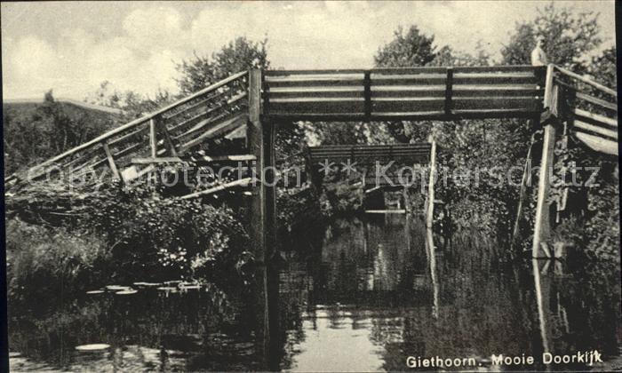 Giethoorn Mooie Doorkijk Wasserstrasse Holzbruecke