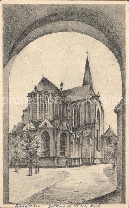 Kampen Niederlande Boven of St Nicolaaskerk Kirche Zeichnu