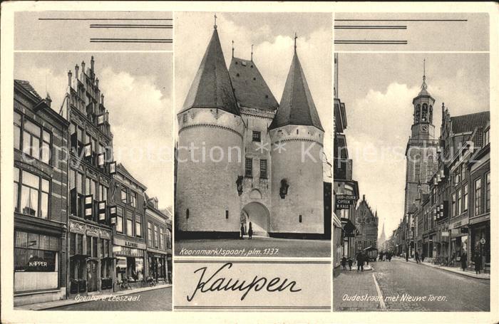 Kampen Niederlande Openbare Leeszaal Koornmarktspoort Oudestraat met Nieuwe Tore