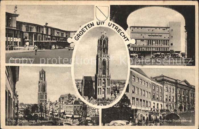 Utrecht Centraalstation Domtoren Postkantoor Oude Gracht Stadhuis Brug