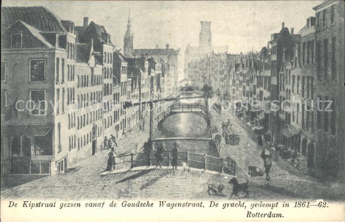 Rotterdam Kipstraat gezien vanaf de Goudsche Wagenstraat Gracht