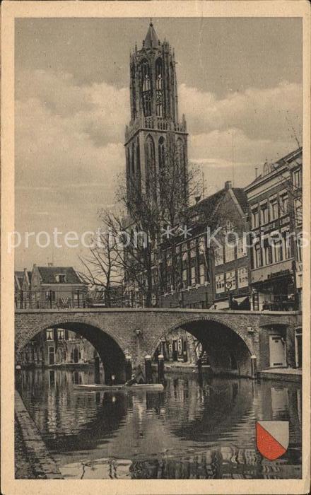 Utrecht Oudegracht met Domtoren Bruecke Wappen