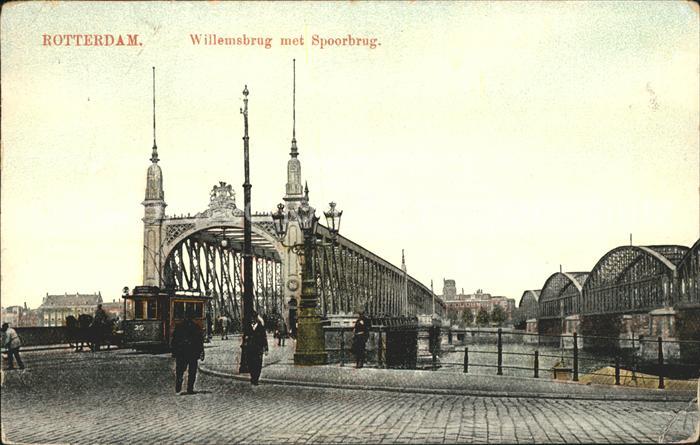 Rotterdam Willemsbrug met Spoorbrug Bruecke Strassenbahn