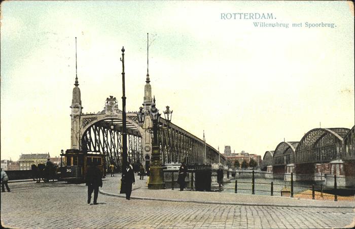 Rotterdam Willemsbrug met Spoorbrug Bruecke Strassenbahn