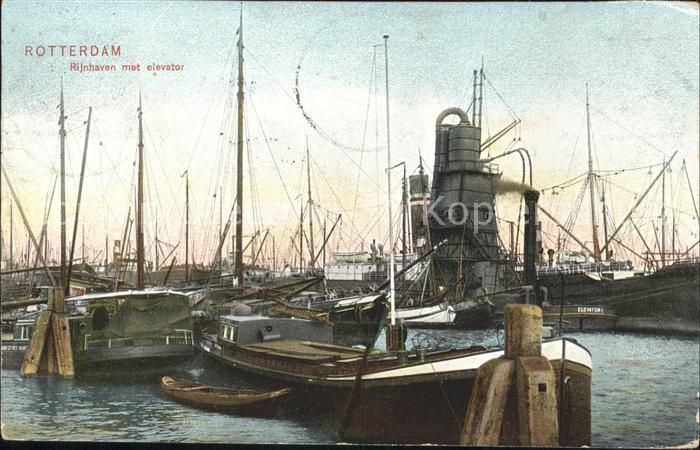 Rotterdam Rijnhaven met elevator Rheinhafen Schiffe