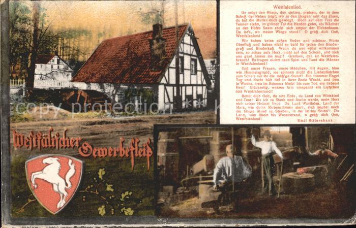 Westfalen Region Heimatbilder Westfalenlied Gruss Land und Leute Bauernhaus Wapp