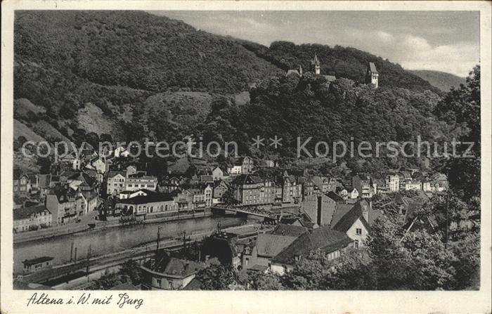 Altena Lenne Ansicht mit Burg