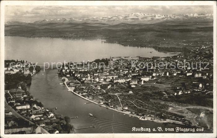 Konstanz Bodensee mit Alpenpanorama Fliegeraufnahme
