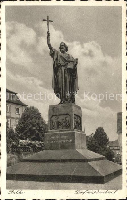 FULDA Hessen Bonifatius Denkmal Kupfertiefdruck