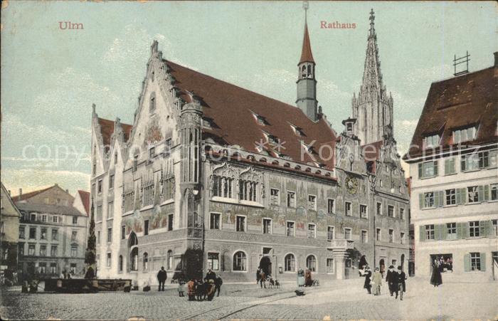 Ulm Donau Rathaus Brunnen Muenster Kirchturm