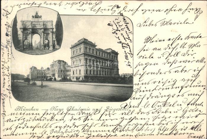 Muenchen Bayern Neue Akademie und Siegestor