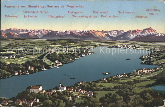 Starnbergersee aus der Vogelschau mit Alpenpanorama
