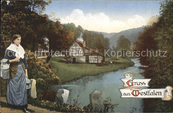 Westfalen Region Bauersfrau Bauernhaus Land und Leute Westfalengruss Westfalenli