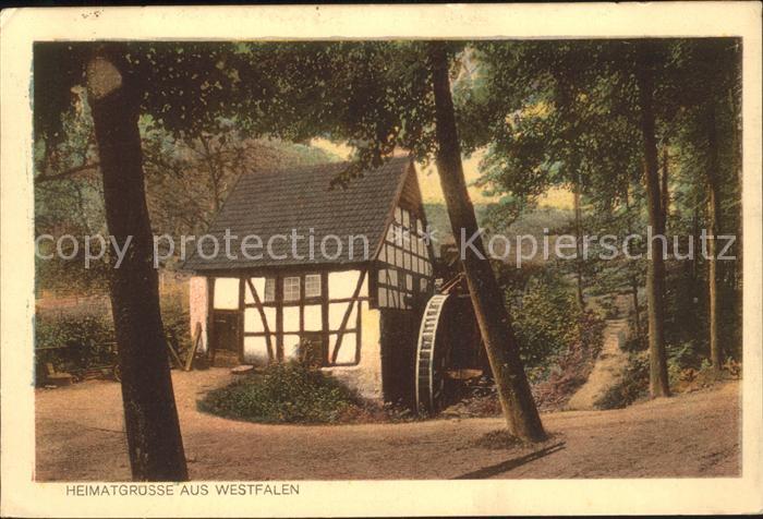 Westfalen Region Heimatbilder Bauernhof Wasserrad Westfalenlied