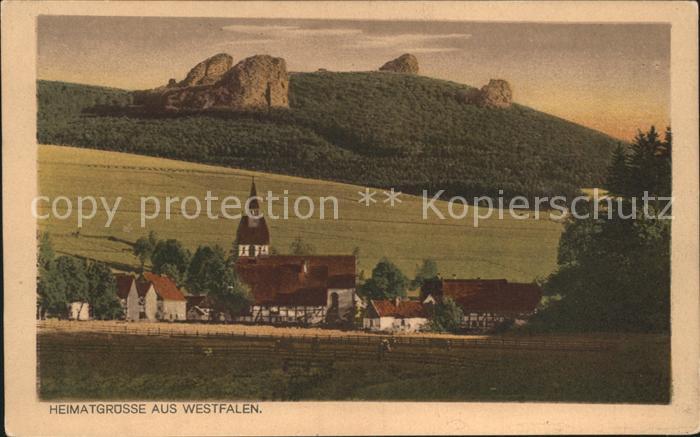 Westfalen Region Heimatbilder Dorfansicht mit Kirche Westfalenlied