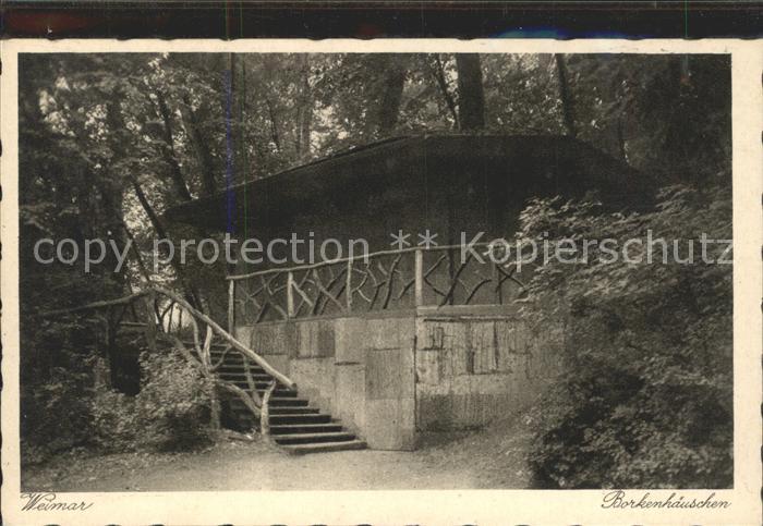 Weimar Thueringen Borkenhaeuschen im Park