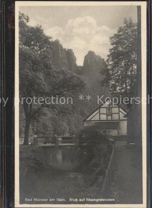 Bad Muenster Stein Ebernburg Blick auf Rheingrafenstein