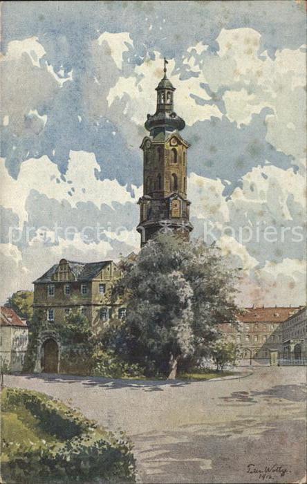 Weimar Thueringen Schloss mit Bastille Kuenstlerkarte