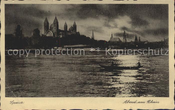 Speyer Rhein Abendstimmung am Rhein Dom