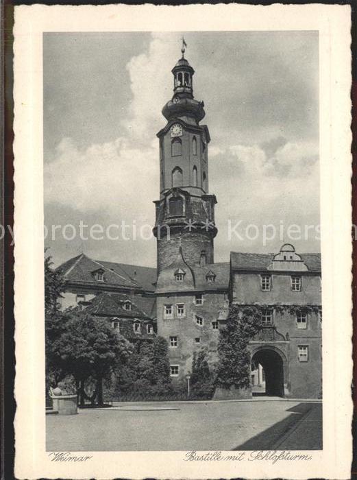 Weimar Thueringen Bastille mit Schlossturm Kupfertiefdruck