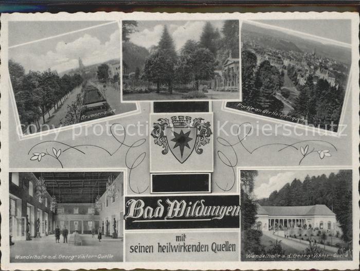 Bad Wildungen Brunnenallee Wandelhalle Quelle Kurpark Wappen
