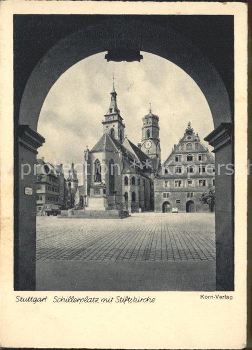 STUTTGART CITY Schillerplatz mit Stiftskirche