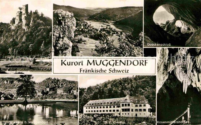 Muggendorf Fraenkische Schweiz Ruine Neideck Panorama Quackenschloss Wiesent Hei