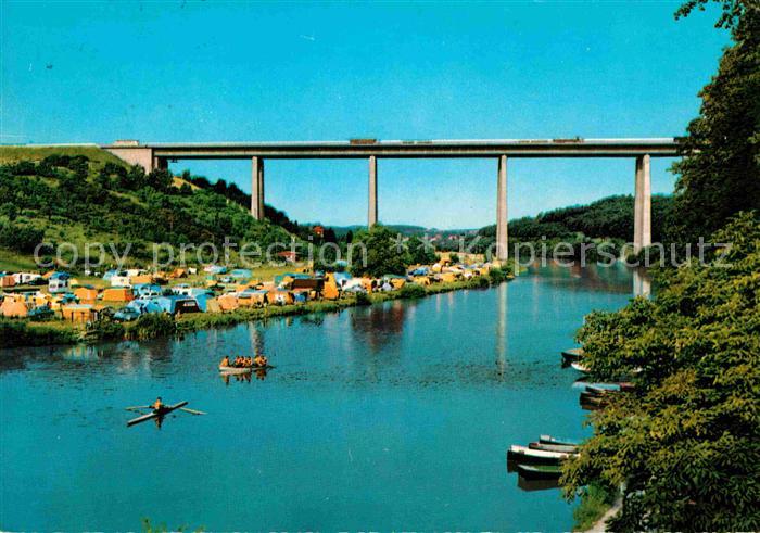 Limburg Lahn Autobahnbruecke und Campingplatz