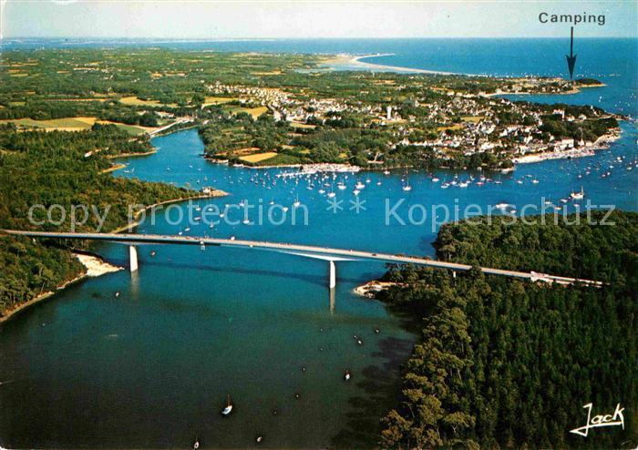 Benodet Bruecke ueber Odet Fluss Camping St Gilles Spitze Fliegeraufnahme