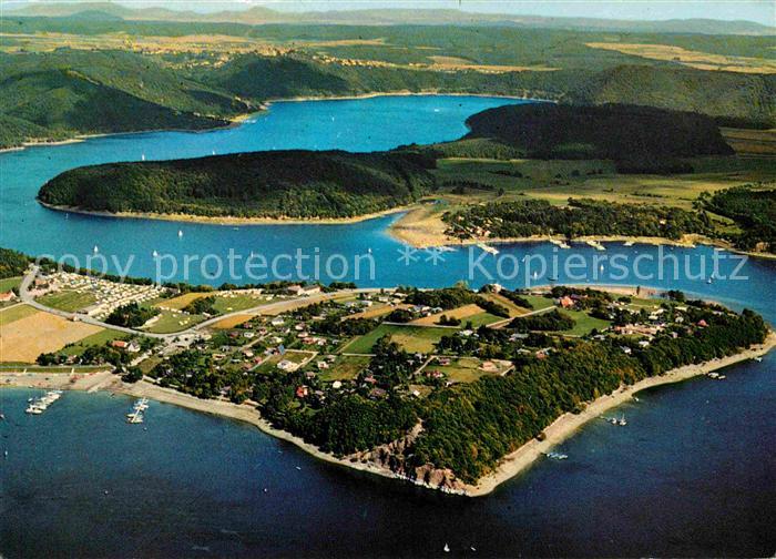 Rehbach Edertal Halbinsel und Schloss Waldeck am Edersee Fliegeraufnahme