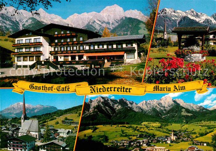 Maria Alm Steinernen Meer Gasthof Cafe Niederreiter Brunnen Kirche Panorama