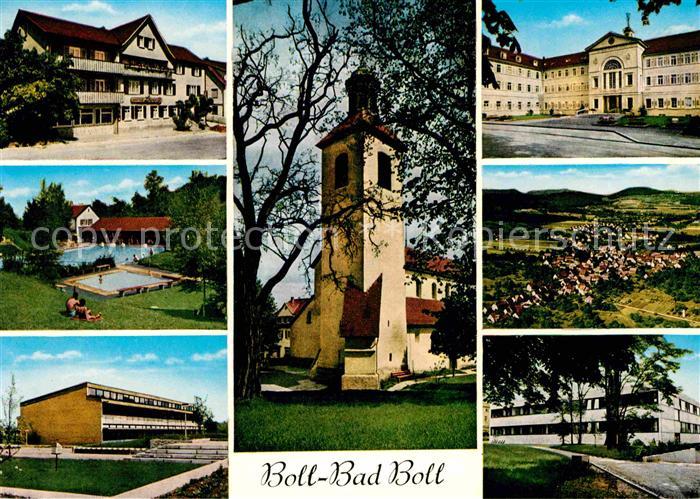 Bad Boll Teilansichten Kirche Kurhaus Panorama Halle