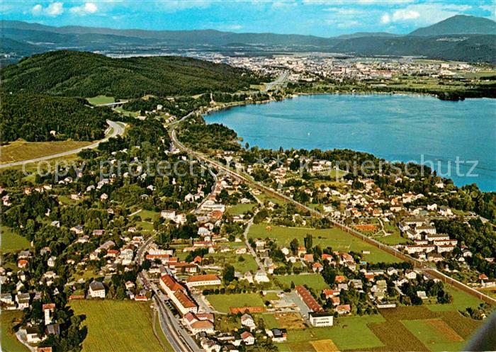 Krumpendorf Woerthersee Fliegeraufnahme mit Klagenfurt