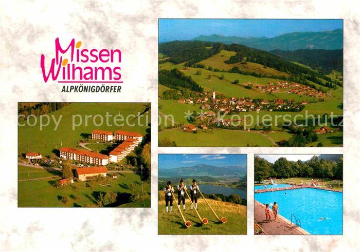 Missen-Wilhams Alpkoenigdoerfer Fliegeraufnahme Alphornblaeser Schwimmbad